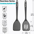 Silicone Spatula Turner Set, High Heat Resistant Spatulas with Seamless One Piece Design, Nonstick Rubber Flippers Utensils for Baking & Cooking,BPA-Free, Black,11 IN by XiaoZu