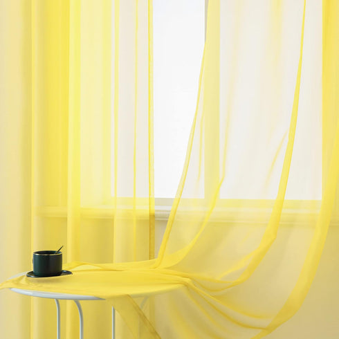 DUALIFE 72 Inches Yellow Curtains for Bedroom, Set of 2 Panels, Grommet Semi Voile Light Filtering Sheer Curtains 52x72