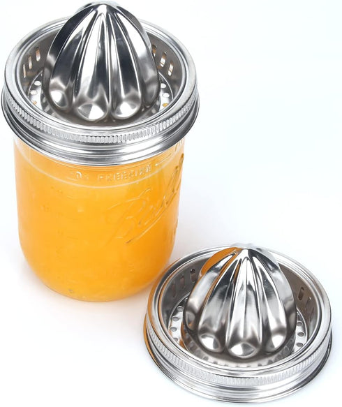 Mason Jar Stainless Steel Juicer Lid (2 Pieces), Citrus Reamer for Wide Mouth Mason Jar