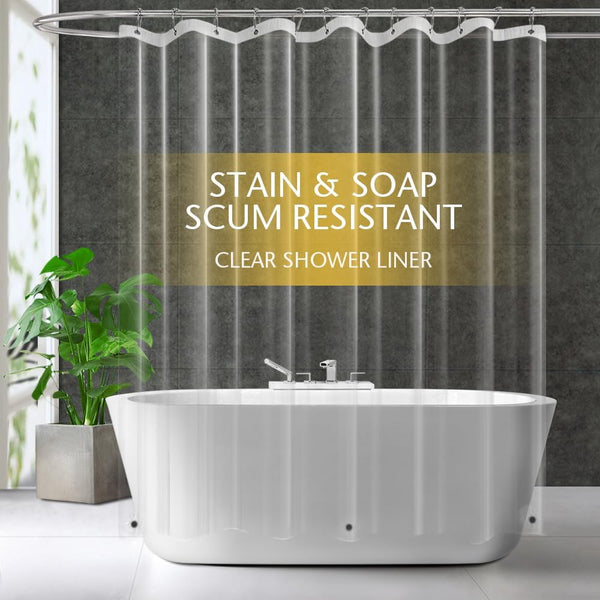Clear PEVA Plastic Shower Curtain Liner 72" x 72" Premium Lightweight with Rustproof Metal Grommets and Weighted Magnet