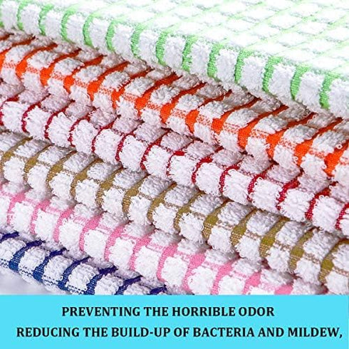 LAZI Kitchen Dish Towels, 6 Pack Bulk Cotton Dish Cloths, 16 Inch x 25 Inch for Drying Dishes