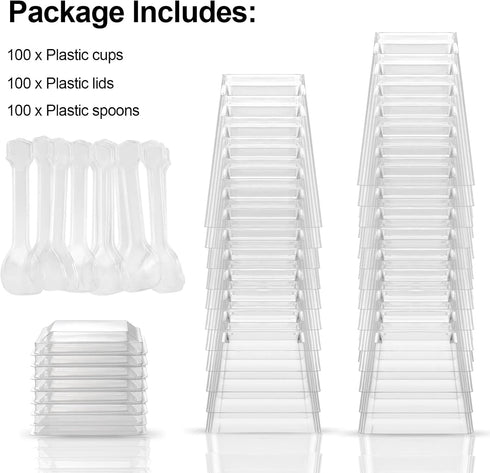 EASERCY 100 Pack 5 oz Plastic Dessert Cups with Lids, Yogurt Parfait/Appetizer Cup with Lids for Party, Mini Dessert
