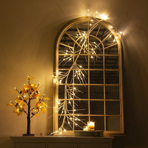 Vanthylit Lighted Christmas Garland, 6 FT White Birch with 48 LED Warm White Lights for Decoration