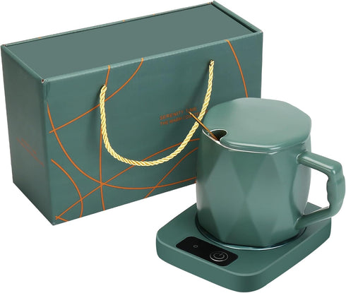 Electric Coffee Warmer with Ceramic Mug, 131? Temperature Control, Smart Coffee Cup Warmer for Desk Home Office