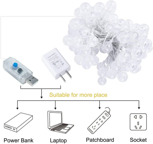 33 100 Minetom Globe String Lights Plug in - ft LED USB Crystal Globe Fairy Lights with Remote and Timer, Waterproof