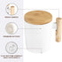 14oz HOWAY Flat Bottom Mug with Wood Lid, Ceramic Tea Cup for Coffee Warmer, Universal, Flat Bottomed, Wooden Handle