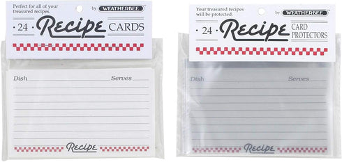Weatherbee Recipe Protectors Set, Made in America, Includes 24 Cards and Sleeve, 3 x 5, Set of 2, White