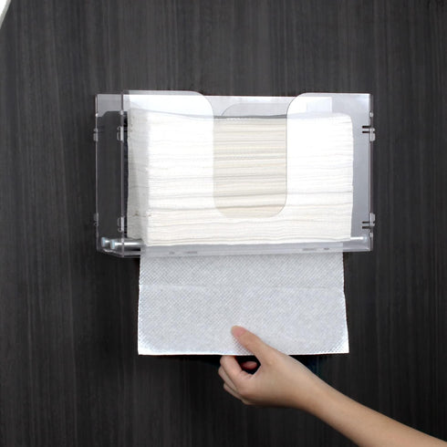 evron Countertop 2 Pack(Simple Paper Towel Dispenser & Wall Mount Clear One-Hand Pull C Fold Z Fold Trifold