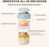 2 Pack 16oz Overnight Oats Containers with Lids and Handles, Folding Spoons & Divided Compartments for Fruit & Nuts