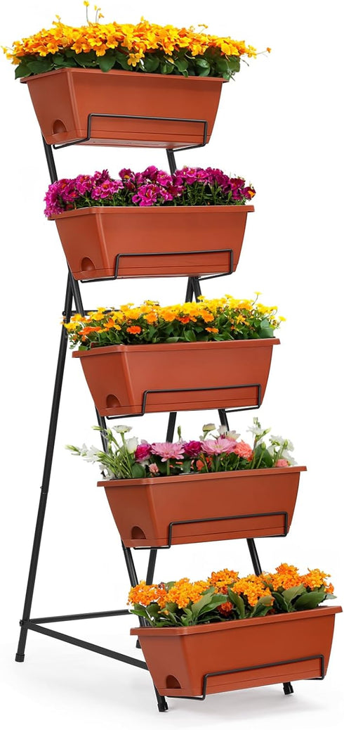 YBING Vertical Garden Bed 5 Tier Vertical Raised Garden Planter Standing Herb