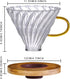 Gute Glass Coffee Dripper/Filter - Cone Glass Pour Over Coffee Dripper with Bamboo Stand & Handle, 1-4 Cups Drip Coffee Maker Funnel Accessories for Home, Office by Gute
