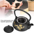 Japanese Tetsubin Cast Iron Tea Kettle - Stovetop Teapot with Gold Dragon Pattern, 0.3L