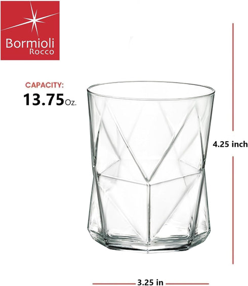 Bormioli Rocco Cassiopea Double Old Fashioned Glass, Set of 4