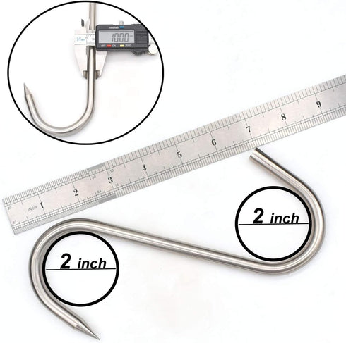 Meat Hook, 8 Inch Heavy Duty S-Hooks, Stainless Steel Butcher Hooks for Meat Processing