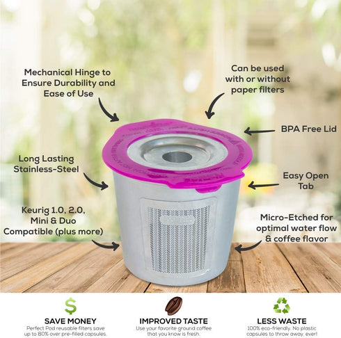 Cafe Fill Stainless Steel Reusable K Cup Coffee Pod by Perfect Pod - Compatible with Keurig Models