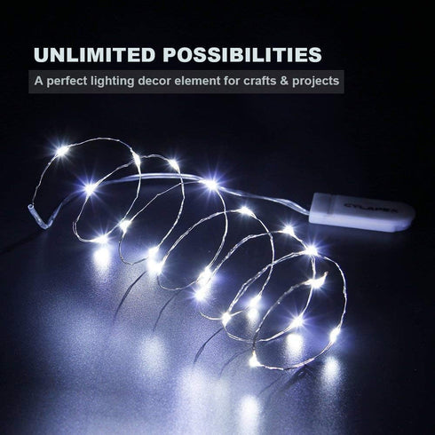 CYLAPEX 24 Pack Cool White Fairy Lights String, 3.3ft 20 LEDs Battery Operated Silver Coated Copper Wire for DIY Decor