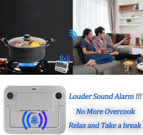 FCXJTU Digital Kitchen Timer, Large Display Countdown Timer with Loud Alarm, Magnetic Back Stand