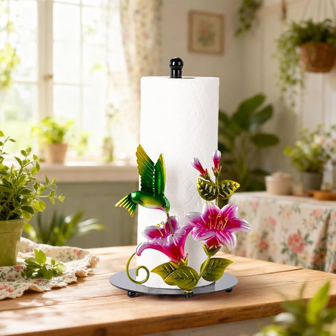 Hummingbird Countertop Hummingbird 3D Flower & Decor Paper Towel Roll Holder - Farmhouse Kitchen Decor and Accessories