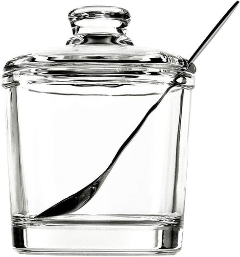 Vencer Clear Glass Sugar Bowl with Lid and Stainless Steel Spoon, 6.3 Ounces (180 ML) Sugar Dispenser