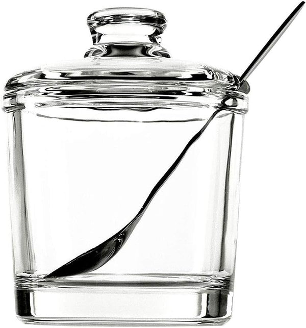 Vencer Clear Glass Sugar Bowl with Lid and Stainless Steel Spoon, 6.3 Ounces (180 ML) Sugar Dispenser