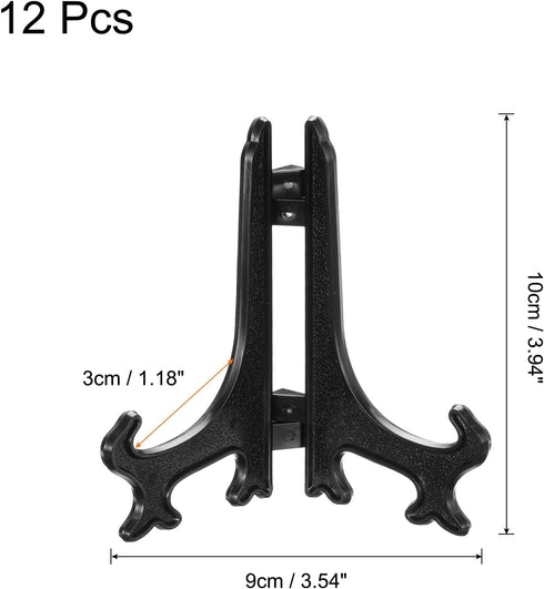 uxcell 4" Acrylic Plate Stands for Display Easels Stand Display Stand Acrylic Plate Holder for Card Easel Photo Frame Desktop Black 12Pcs