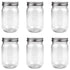 6 Pack 16 Ounce Clear Plastic Mason Jars Containers with Screw Sealing Metal Tinplate Lids, Refillable Empty PET