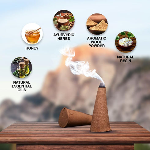 ARO VATIKA Vedic Natural Masala 120 Incense Cones, 12 Assorted Fragrances Dhoop Cones, Best for Prayer and Meditation