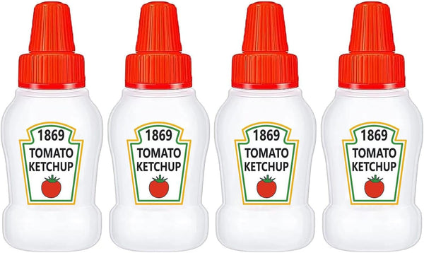 4 Pieces Mini Ketchup Bottle for Bento Box Accessories, 1 oz Condiment