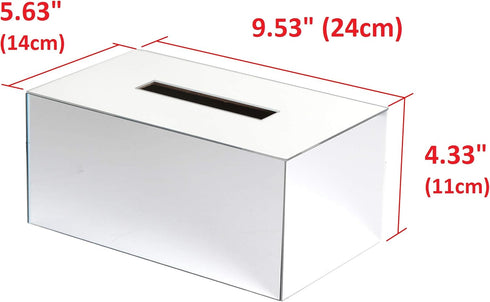 JackCubeDesign Overall Acrylic Mirror Rectangle Tissue Box Holder - Storage Case Stand Box Napkin Holder Organizer