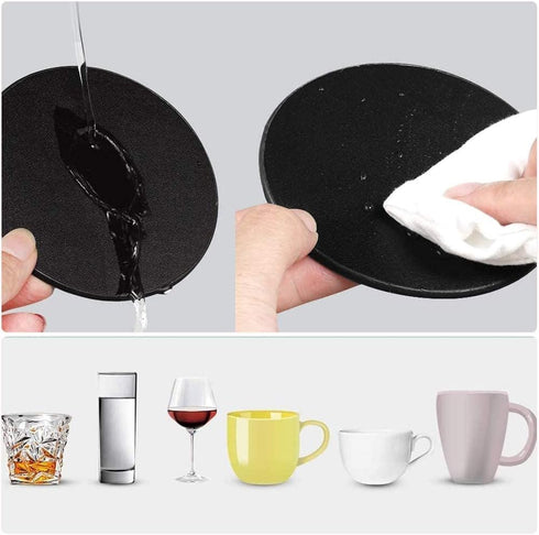Drink Coasters Set of 6, Leather Coasters for Spill Protection, Durable and Non-Slip, Perfect for Common Size Glass