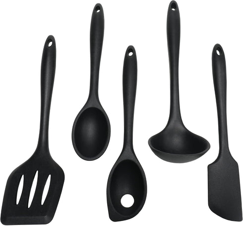 Chef Craft Premium Black Silicone Kitchen Tool and Utensil Set, 5 Pieces