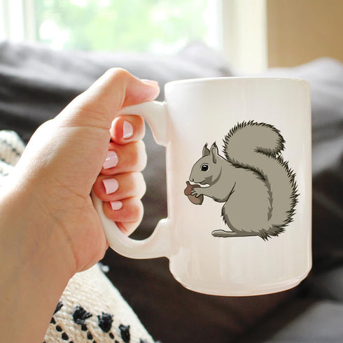 Squirrel Coffee Mug - Large 15oz White Ceramic Mug - Squirrel Gifts and Decor for Squirrel Lovers