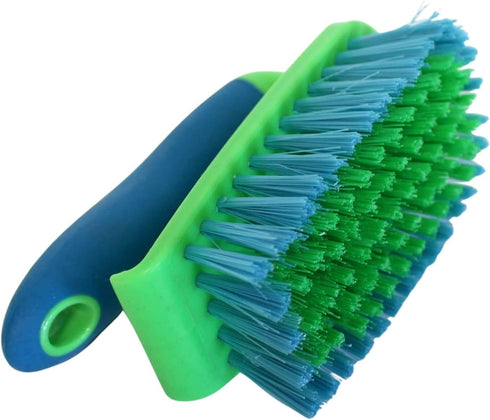 Dependable Industries Inc. Essentials Scrub Brush, Heavy Duty Rubber Grip for Bathroom and Carpet Cleaning, 2 Pack
