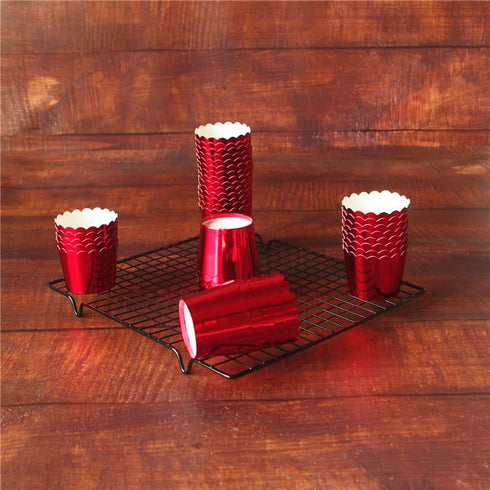 50 Pcs Paper Cupcake Liners, Baking Cups for Holiday, Parties, Wedding, Anniversary (Red)