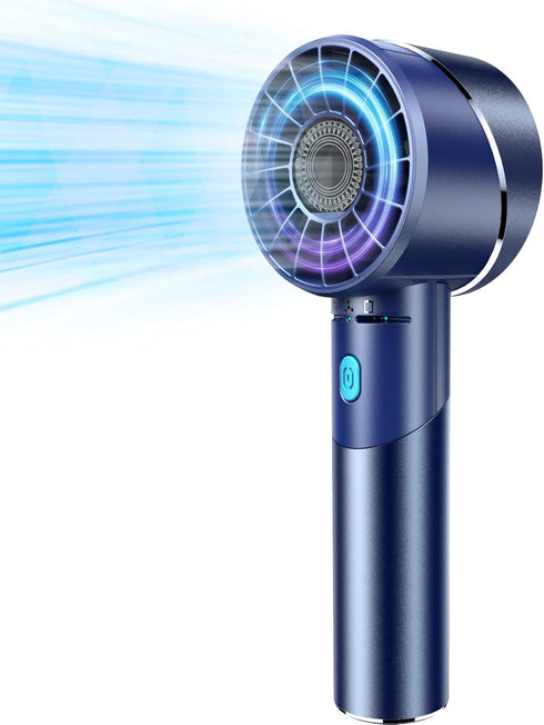 Mini Handheld Fan, Portable Turbo Fan, USB Type-C Rechargeable, 4 High Speeds, 16 Hours Working Time, Dark Blue