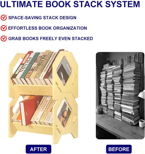Desktop Bookshelf, Stackable Book Organizer with Handle, Storage Rack for CD/Magazine/File Folder, Portable Small