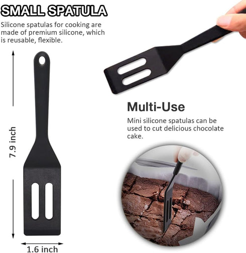Small Spatulas 5PCS, Easy to Clean Silicone Turner, Flexible Brownie Spatula for Kitchen Use, Mini for Fish and Rice