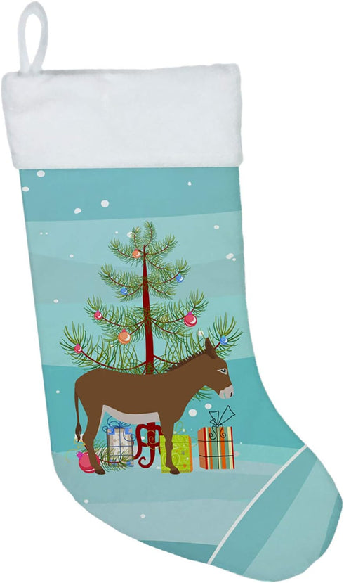 Caroline's Treasures BB9216CS Teal Cotentin Donkey Christmas Stocking, Fireplace Hanging, Holiday Party Decor
