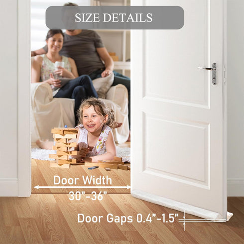 GDHOMM 30"-36" Door Draft Stopper, Weather Stripping Door Seal Adjustable Bottom Gap Filler, Blocks Noise, Cold Air