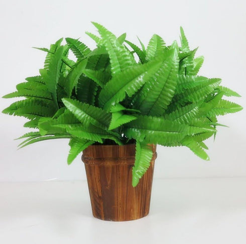 Leoyoubei 4 Bunches 14" Ferns, Artificial Boston Fern Bush Plant for Indoor Outdoor Hanging Basket Decor