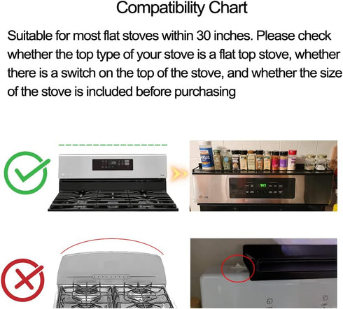 MouJeHom 30''Stove Top Shelf for Kitchen Stove, Stainless Steel Magnetic Spice Over the Stove Rack Flat Organizer Black