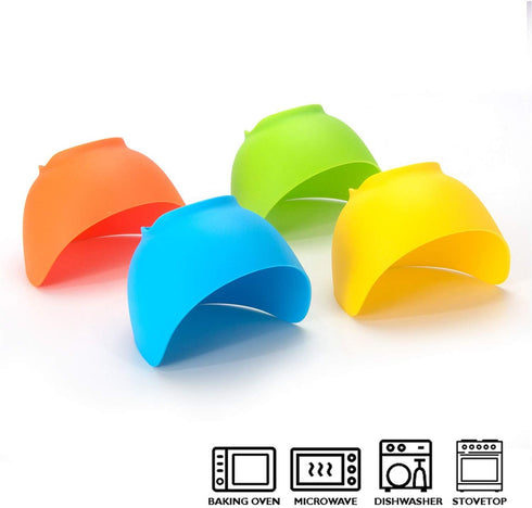 Egg Poacher - KRGMNHR Silicone Cup for Microwave or Stovetop Egg Poaching, 4 Pack with Extra Oil Brush