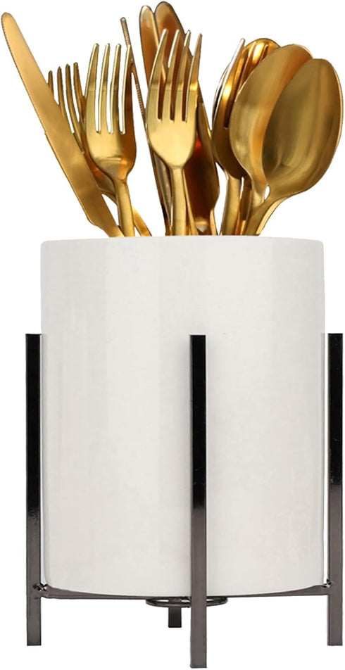 SIEBOLD Kitchen Utensil Holder, Silverware Organizer with Metal Frame, Perfect for Home, Countertop, Party, and Outdoor