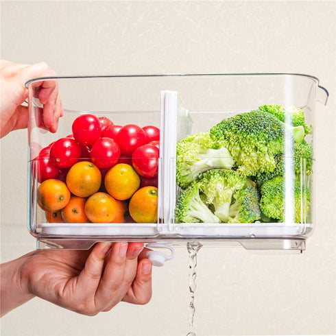 SANNO Vegetable Fruit Storage Containers - Refrigerator Storage Containers with Lids and Vents for Fresh Produce