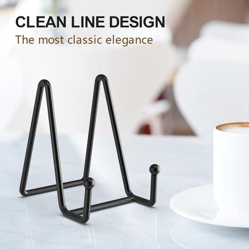 3 Pack 4.5 Inch Plate Stands for Display Picture Stand - 4.5 Inch Vinyl Table Top Display, Metal Frame Holders Decorative Plate for Book , Picture, Photo and Platter, Tabletop Art, Black