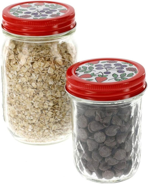 Mason Jar Lids, Decorative Canning Caps for Regular Mouth Jars, Fruit Design, Pack of 6