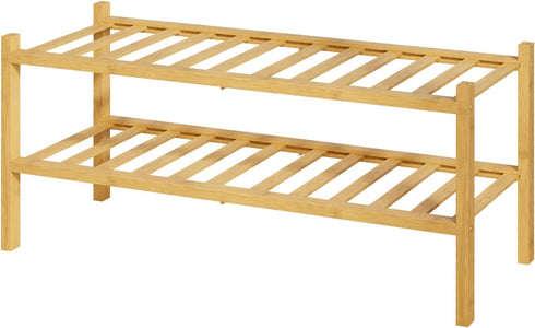 Kitsure Bamboo Wooden Shoe Rack for Closet - Stackable Shoe Organizer with
