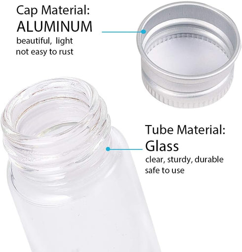 BENECREAT 20 Pack 15ml/0.5oz Glass Bottles Sample Vials with Screwed Aluminum Caps for Crafts Decorations