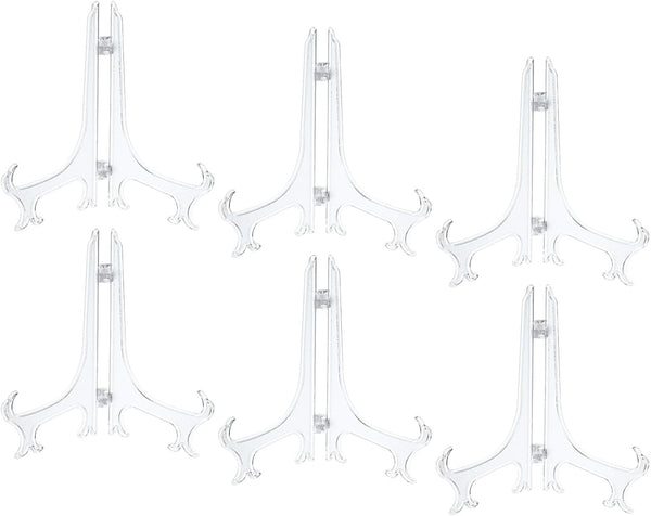 uxcell 6Pcs 6.8" Plastic Folding Easel Plate Holder, Clear Display Stand for Decorative Plates, Picture Frame