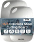 Non-Toxic Cutting Board Set of 2, 304 Stainless Steel Cutting Board Double